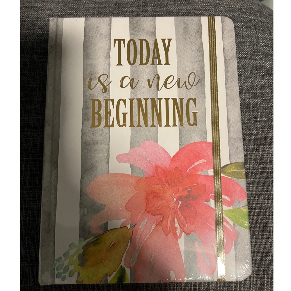 CVS Today is a New Beginning Floral Stripe Journal Gold Foil Gilded 6.75x9